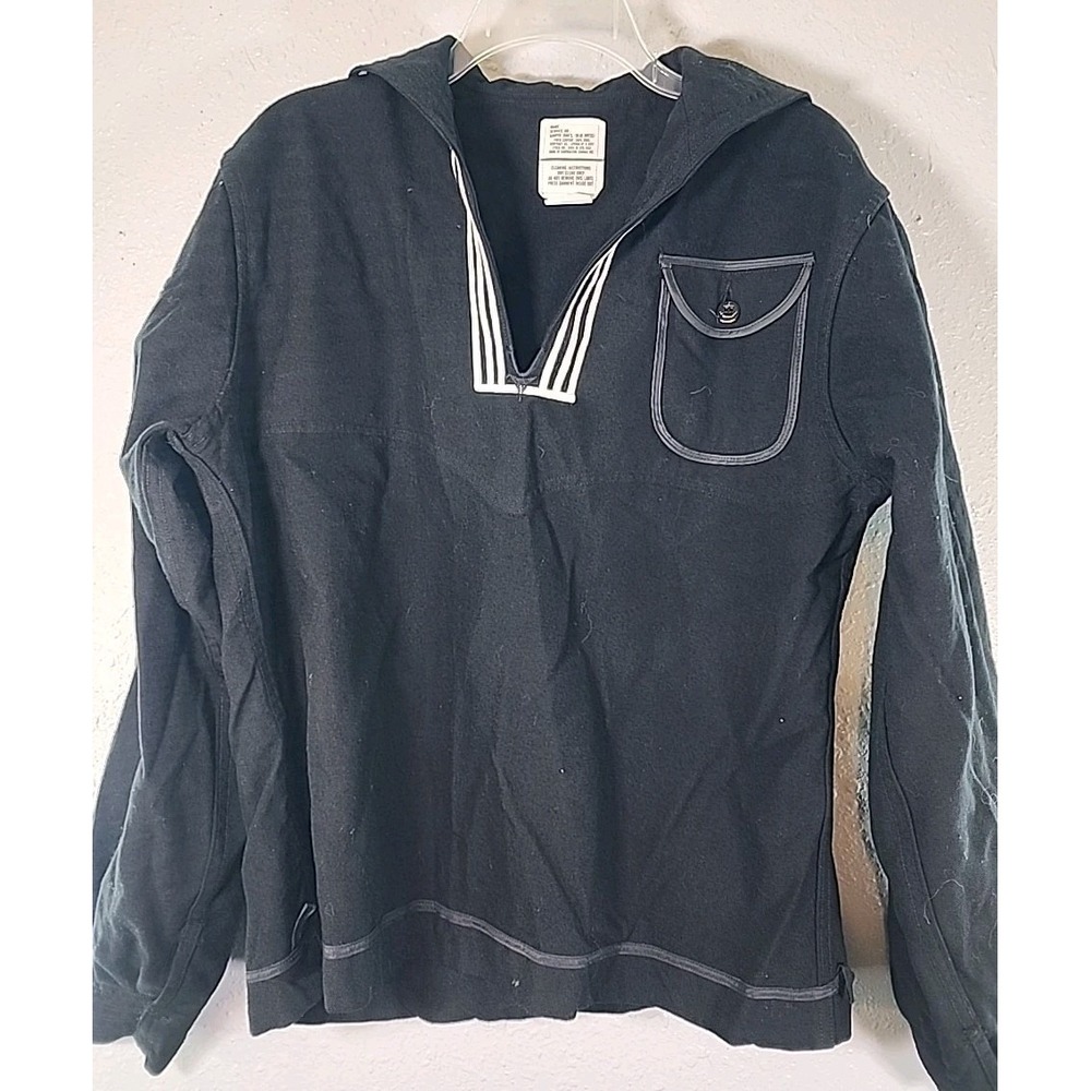60s or 70s naval uniform shirt, Jumper Men  Size 46R Black‎ 100% Wool 4805